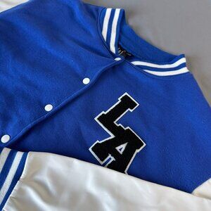 LA Varsity Jacket Blue White College Preppy School University Letter Patch W-3X